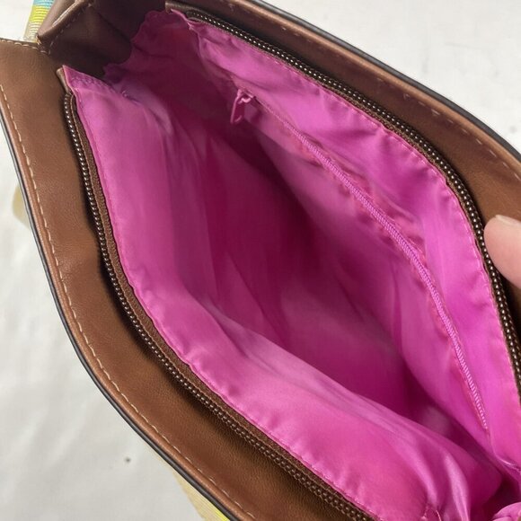 Lily Bloom Crossbody Purse Owls Medium Size Blue Brown Polyester Canvas - Picture 11 of 13